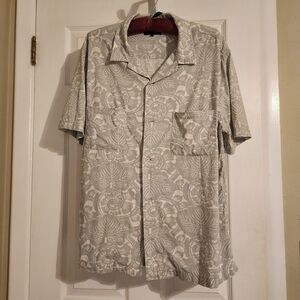 Vince Men's Casual Gray and Cream Button Down Shirt